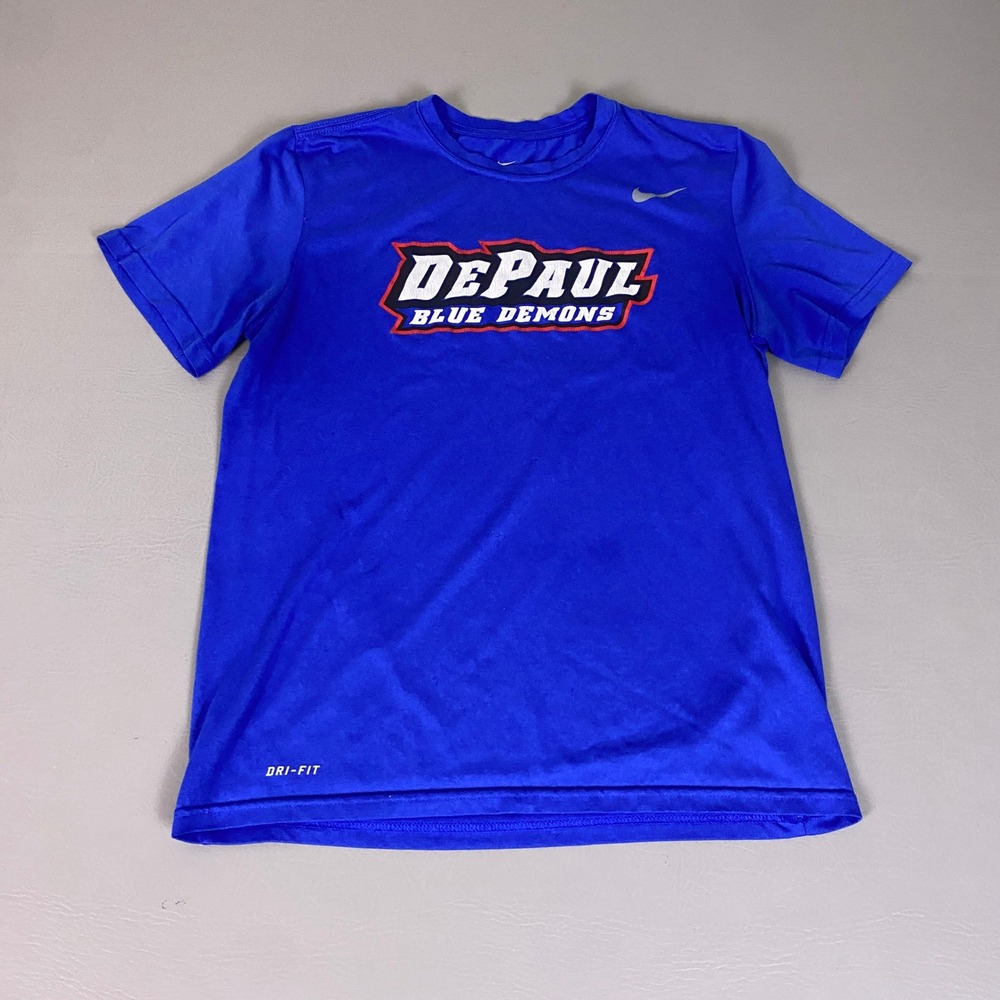 DePaul Blue Demons Graphic T-Shirt Men's Size Medium Nike Dri-FIT Royal Blue